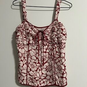 Red and White Babydoll top